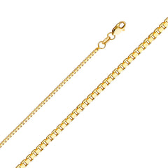 14K Yellow Gold Box Chain 1.2 mm wide Lobster Clasp