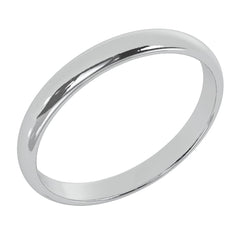 3 mm 14K White Gold Wedding Band Plain Low Dome Style High Polished Band Ring