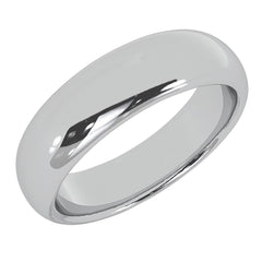 8 mm 14K White Gold Wedding Band Plain Low Dome Style High Polished Band Ring