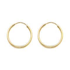 14K Solid Gold Hoop Earrings 17 mm diameter 1.5 mm wide Secured click settings