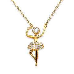 14k Yellow Gold Ballet Necklace for Girls & Women