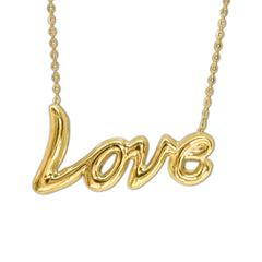 14K Yellow Gold Love Necklace 18'' Chain 10mm by 20mm
