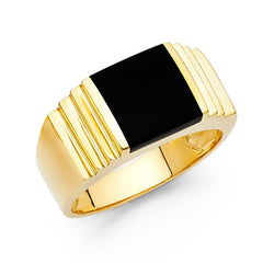 14K Yellow Gold Simulated Onyx Mens Fashion Anniversary Ring