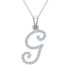 Initial pendant G Letter Charms Diamond Necklace White Gold