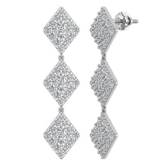 Kite Diamond Chandelier Earrings Waterfall Style White Gold