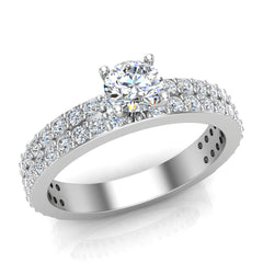 Two-Row Diamond Engagement Rings White Gold