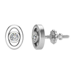 0.10 ct Diamond Earrings Oval Shape Stud Bezel Settings White Gold