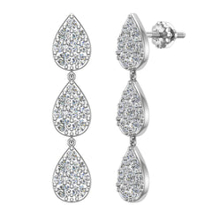 Tear-Drop Diamond Chandelier Earrings 14K  White Gold