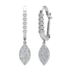 Marquise Diamond Dangle Earrings Dainty Drop Style White Gold