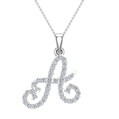Initial pendant A Letter Charms Diamond Necklace White Gold