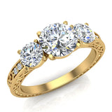 1.28 Carat Vintage Trilogy Wedding Ring 18K Gold (G,SI) - Rose Gold