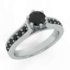Black Diamond Engagement Ring White Gold