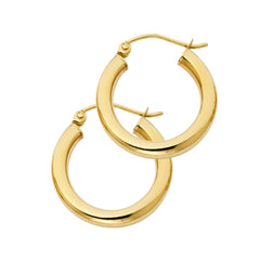 14K Solid Gold Hoop Earrings 19 mm diameter 3 mm wide Secured click top settings
