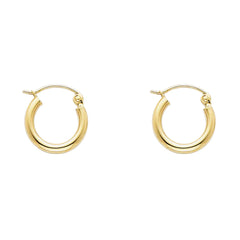 14K Solid Gold Hoop Earrings 13 mm diameter 2 mm wide Secured click top settings
