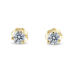 3.00 CT Three Prong Martini Style Diamond Stud Earrings 14k Yellow Gold