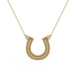 Horseshoe Diamond Necklace for Women 18K Yellow Gold