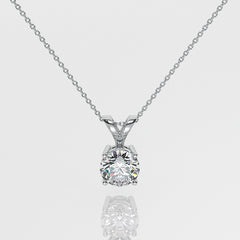 Round Brilliant Diamond Solitaire Pendant Necklace White Gold
