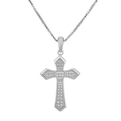 Silver Style Sterling Cross Pendant With Adjustable Chain Necklace