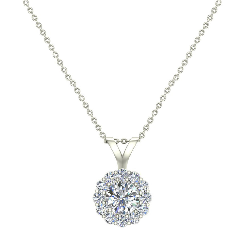 Diamond Halo Necklace by Glitz Design