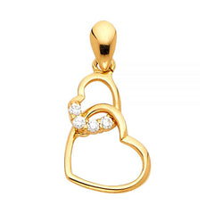 14K Gold Intertwined Hearts Cz accented pendant