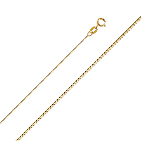 14K Yellow Gold Box Chain 0.5 mm wide Lobster Clasp - Yellow Gold