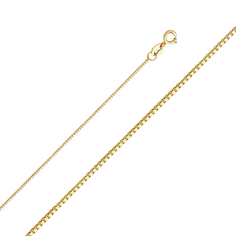 14K Yellow Gold Box Chain 0.6 mm wide Lobster Clasp - Yellow Gold