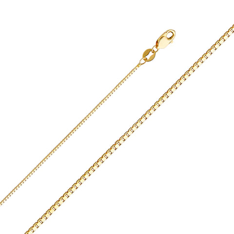 14K Yellow Gold Box Chain 0.8 mm wide Lobster Clasp - Yellow Gold
