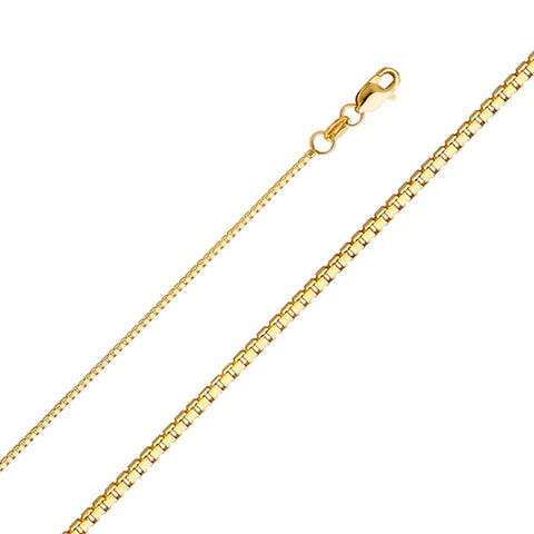 14K Yellow Gold Box Chain 1.0 mm wide Lobster Clasp - Yellow Gold