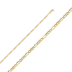 14K Solid Gold Figaro Chain 2.6 mm wide Lobster Clasp