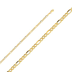 14K Solid Gold Figaro Chain 3.4 mm wide Lobster Clasp