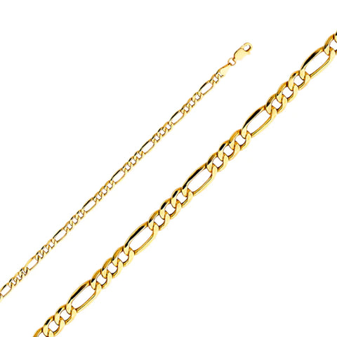 14K Solid Gold Figaro Chain 4.2 mm wide Lobster Clasp