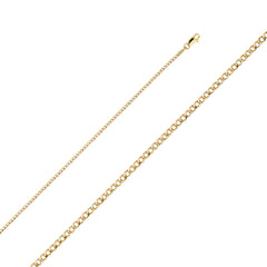 14K Solid Gold Hollow Cuban Chain 2.0 mm wide with Lobster Lock