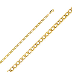14K Solid Gold Hollow Cuban Chain 4.3 mm wide with Lobster Lock