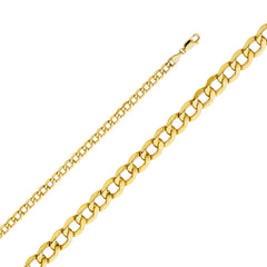14K Solid Gold Hollow Cuban Chain 5.1 mm wide with Lobster Lock