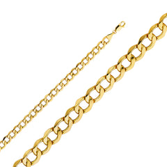 14K Solid Gold Hollow Cuban Chain 6.7 mm wide with Lobster Lock