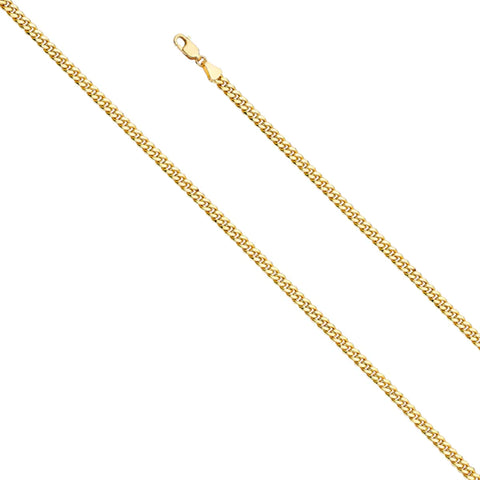 14K Solid Gold Hollow Miami Cuban Chain 3.7 mm wide Lobster Lock