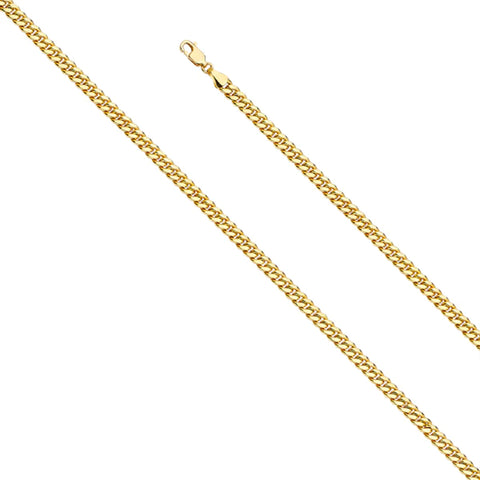 14K Solid Gold Hollow Miami Cuban Chain 4.5 mm wide Lobster Lock