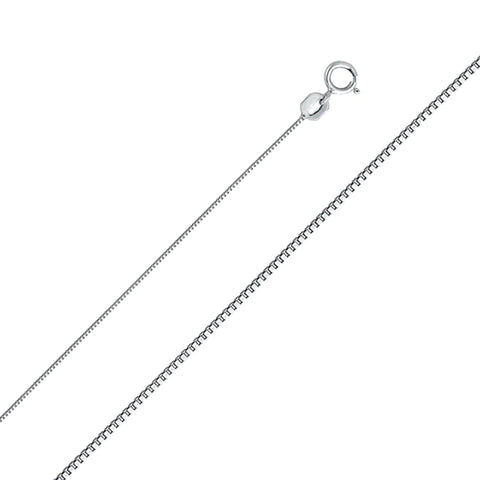 14K White Gold Box Chain 0.5 mm wide Lobster Clasp - White Gold