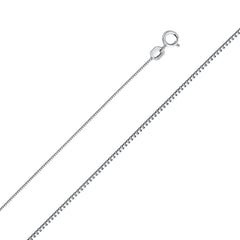 14K White Gold Box Chain 0.5 mm wide Lobster Clasp