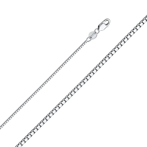 14K White Gold Box Chain 1.0 mm wide Lobster Clasp - White Gold