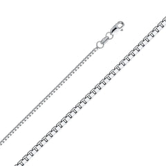 14K White Gold Box Chain 1.2 mm wide Lobster Clasp