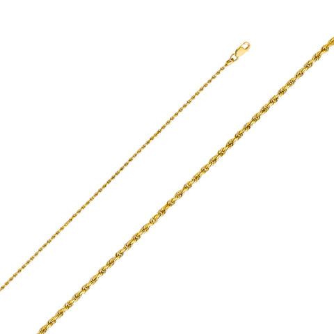 14K Solid Gold Diamond Cut Rope Chain 1.5 mm wide Lobster Lock