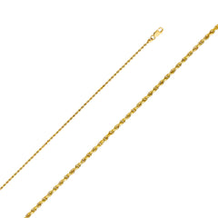 14K Solid Gold Diamond Cut Rope Chain 1.5 mm wide Lobster Lock