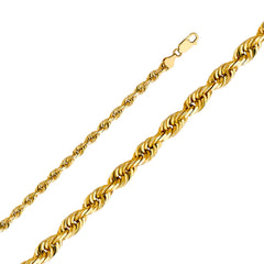 14K Solid Gold Diamond Cut Rope Chain 6.0 mm wide Lobster Lock