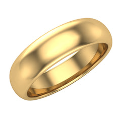 14k Gold Solid 6 mm Plain Dome Classic Comfort Fit Wedding Ring Band