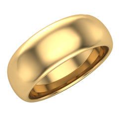 14k Gold Solid 8 mm Plain Dome Classic Comfort Fit Wedding Ring Band