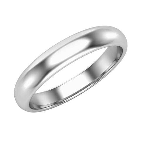 14k White Gold High Polished  4 mm Plain Dome Classic Comfort Fit Wedding Ring Band - White Gold
