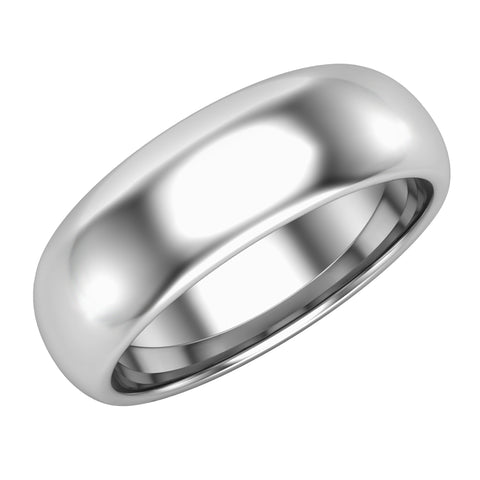 14k White Gold High Polished  7 mm Plain Dome Classic Comfort Fit Wedding Ring Band - White Gold