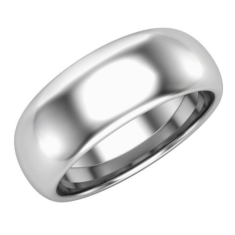 14k White Gold High Polished  8 mm Plain Dome Classic Comfort Fit Wedding Ring Band - White Gold