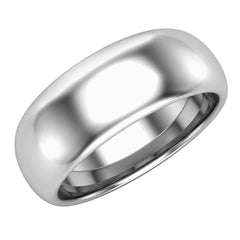 14k White Gold High Polished  8 mm Plain Dome Classic Comfort Fit Wedding Ring Band
